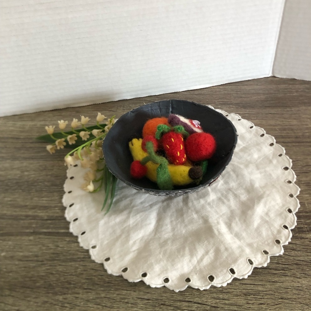 Handmade Felted Miniature Fruit in Bowl